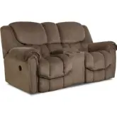 Fallon Double Power Reclining Console Loveseat in Taupe Brown Fabric