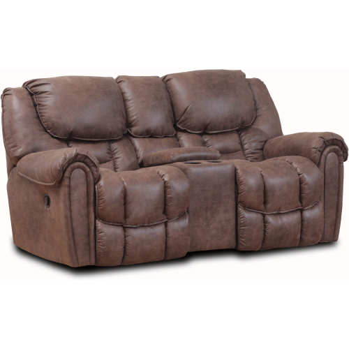 Fallon Manual Reclining Console Loveseat in Mocha Brown Leather Look Fabric