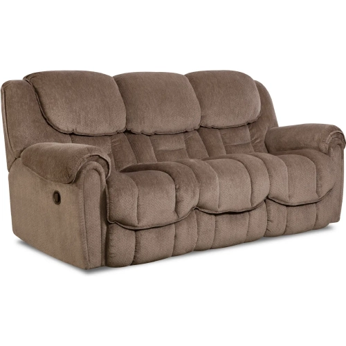 Fallon Double Power Reclining Sofa in Taupe Brown Fabric