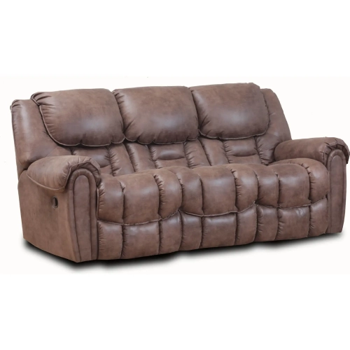 Fallon Double Power Reclining Sofa in Mocha Brown Leather Look Fabric