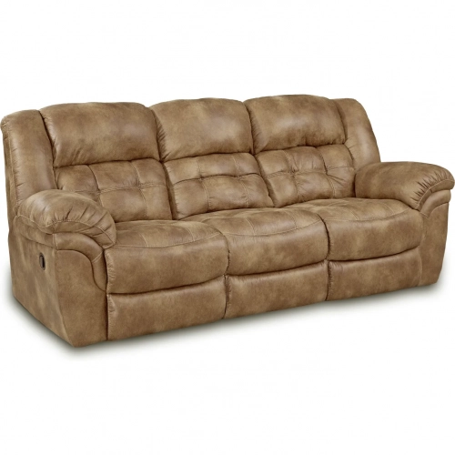 Haven Manual Double Recline Sofa in Almond Brown Vegan Leather