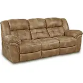 Haven Manual Double Recline Sofa in Almond Brown Vegan Leather