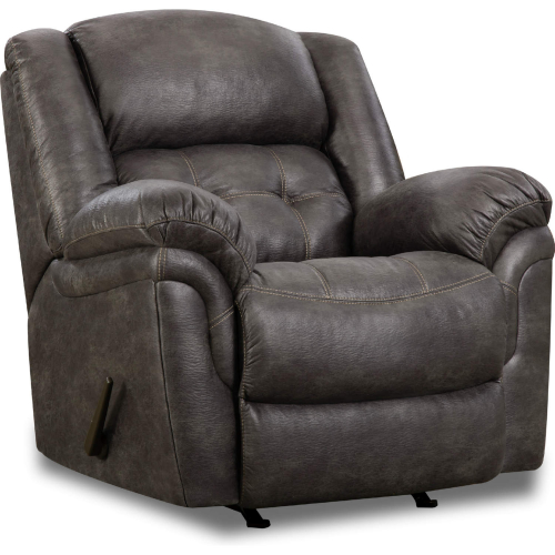 Haven Manual Rocker Recliner in Tufted Charcoal Grey Leather Look Fabric
