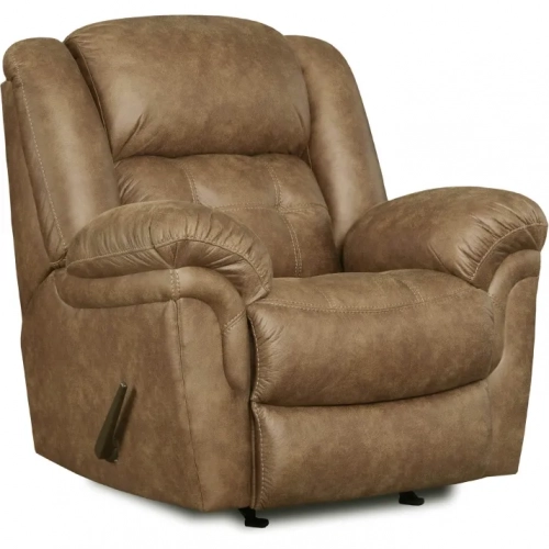 Haven Manual Rocker Recliner in Almond Brown Vegan Leather