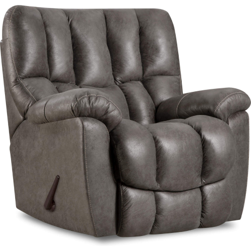 Ember Manual Rocker Recliner in Tar Grey Leather Look Fabric