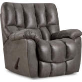 Ember Manual Rocker Recliner in Tar Grey Leather Look Fabric