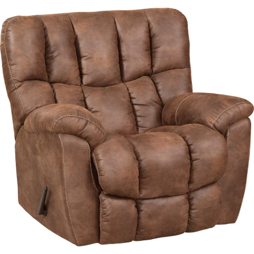 Ember Manual Rocker Recliner in Elk Brown Leather Look Fabric