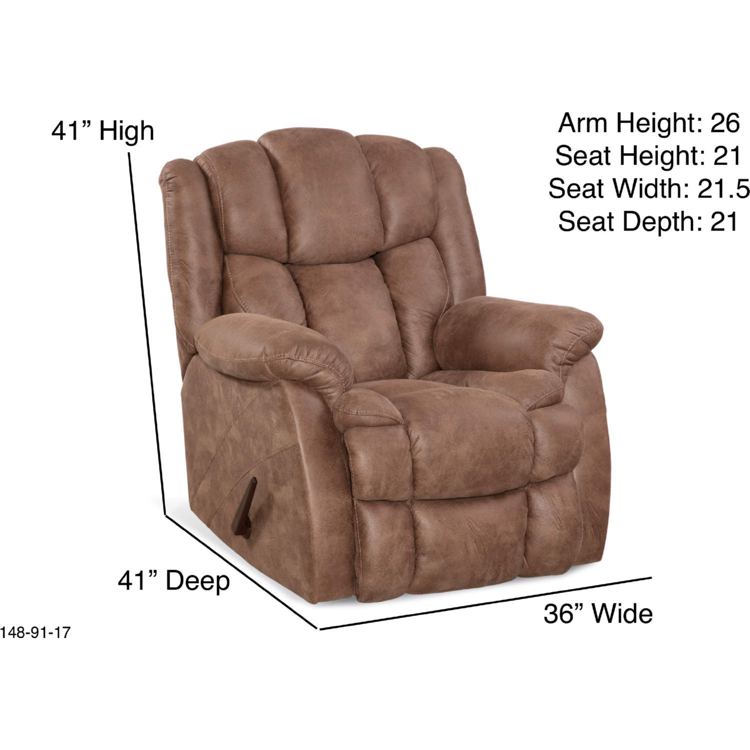 Motion Ease 148-91-17 Nash Manual Rocker Recliner in Tan Leather