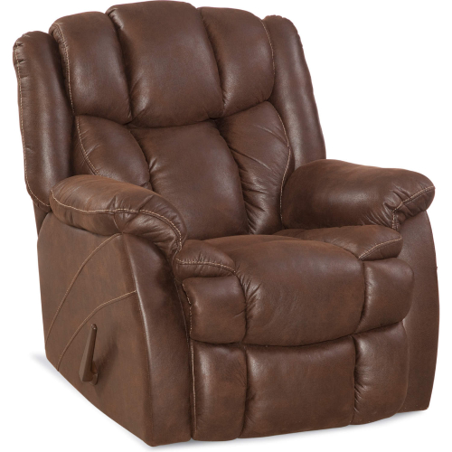 Nash Manual Rocker Recliner in Chocolate Brown Leather Look Fabric
