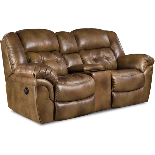 Denver Power Loveseat in Tufted Saddle Brown Top Grain Leather