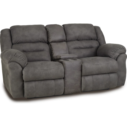 Mariner Manual Recline Console Loveseat in Dark Shadow Gray Fabric