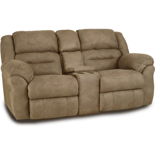 Mariner Manual Recline Console Loveseat in Truffle Brown Fabric
