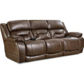 Greer Power Double Reclining Sofa in Walnut Brown Leather Look Fabric