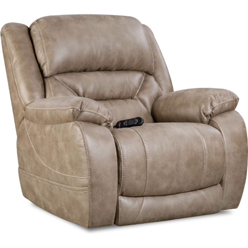 Greer Power Wall Saver Recliner in Mushroom Tan Leather Look Fabric