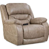 Greer Power Wall Saver Recliner in Mushroom Tan Leather Look Fabric