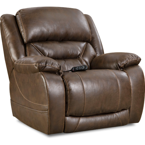 Greer Power Wall Saver Recliner in Walnut Brown Leather Look Fabric