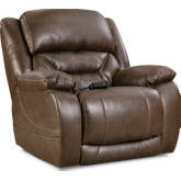 Greer Power Wall Saver Recliner in Walnut Brown Leather Look Fabric