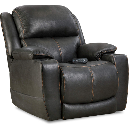 Orion Power Home Theater Recliner in Eclipse Black Leather Look Fabric