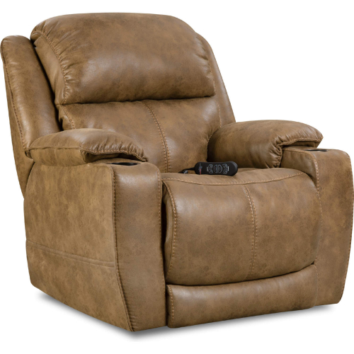 Orion Power Home Theater Recliner in Saddle Brown Leather Look Fabric