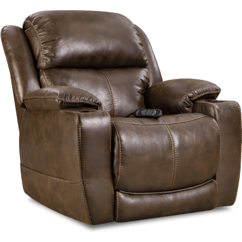 Orion Power Home Theater Recliner in Walnut Brown Leather Look Fabric