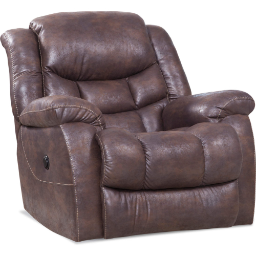 Archer Manual Rocker Recliner in Java Brown Leather Look Fabric