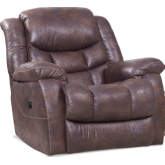 Archer Manual Rocker Recliner in Java Brown Leather Look Fabric