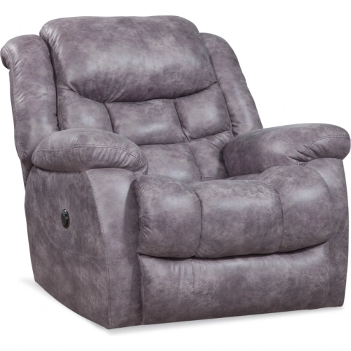 Archer Power Rocker Recliner in Pewter Grey Leather Look Fabric