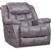 Archer Power Rocker Recliner in Pewter Grey Leather Look Fabric