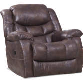 Archer Power Rocker Recliner in Java Brown Leather Look Fabric