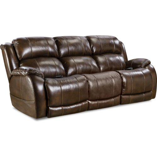 Montana Power Double Reclining Sofa in Walnut Brown Top Grain Leather