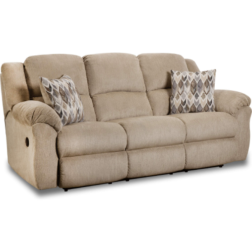Maple Manual Double Reclining Sofa in Fawn Tan Fabric