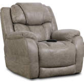 Ezra Power Wall Saver Recliner in Mushroom Tan Leather Look Fabric