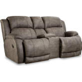 Forrest Manual Reclining Console Loveseat in Grey Leather Look Fabric