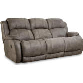 Forrest Manual Double Reclining Sofa in Grey Leather Look Fabric