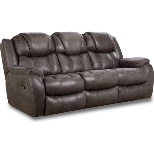 Rayna Manual Double Reclining Sofa in Quilted Steel Grey Leather Look Fabric