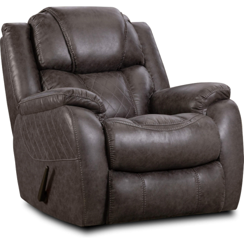 Rayna Manual Rocker Recliner in Quilted Steel Grey Leather Look Fabric