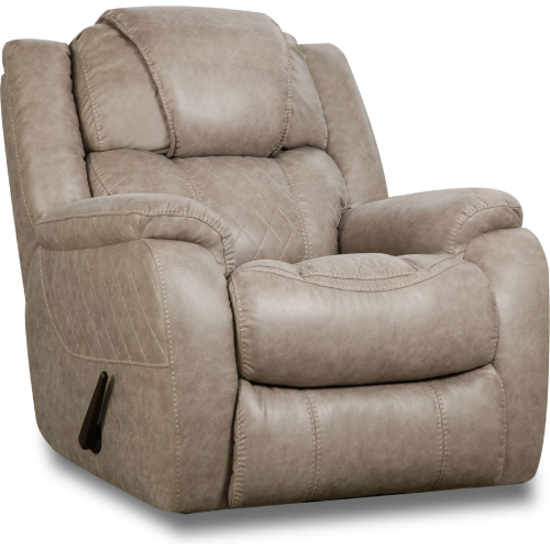 Rayna Manual Rocker Recliner in Quilted Mushroom Tan Leather Look Fabric