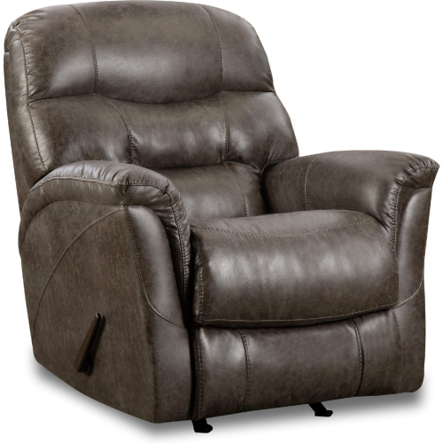Noel Manual Rocker Recliner in Charcoal Grey Leather Look Fabric