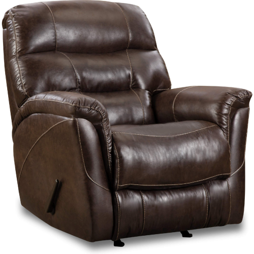 Noel Manual Rocker Recliner in Espresso Brown Leather Look Fabric