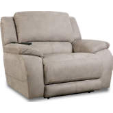 Harley Power Recliner Chair & a Half in Nickel Tan Leather Look Fabric