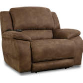 Harley Power Recliner Chair & a Half in Espresso Brown Leather Look Fabric