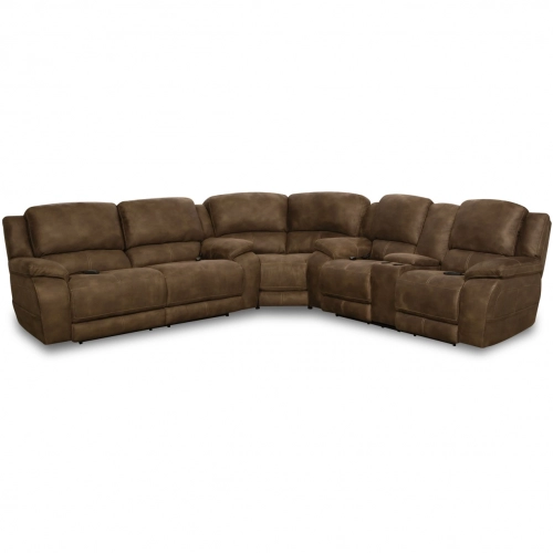 Harley Triple Power Reclining Console Sectional Sofa in Espresso Brown Fabric