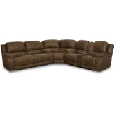 Harley Triple Power Reclining Console Sectional Sofa in Espresso Brown Fabric