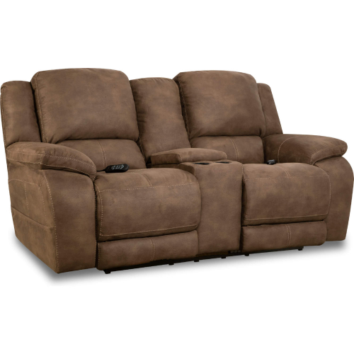 Harley Power Console Loveseat in Espresso Brown Leather Look Fabric