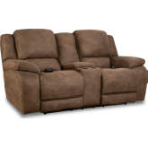 Harley Power Console Loveseat in Espresso Brown Leather Look Fabric