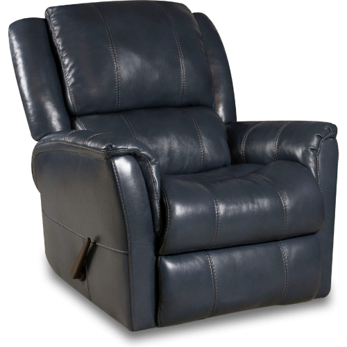 London Manual Swivel Glider Recliner in Ocean Blue Top Grain Leather