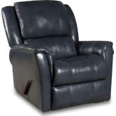 London Manual Swivel Glider Recliner in Ocean Blue Top Grain Leather