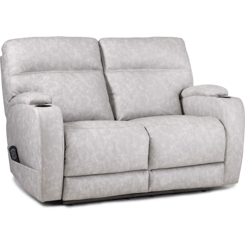 Jett Power Loveseat in Pebble Off White Leatherette