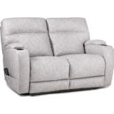 Jett Power Loveseat in Pebble Off White Leatherette