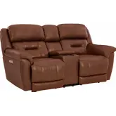 Contender Power Recline Zero Gravity Loveseat in Brown Top Grain Leather